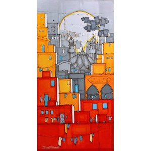 Salman Farooqi, 24 x 48 Inch, Acrylic on Canvas, Cityscape Painting, AC-SF-381